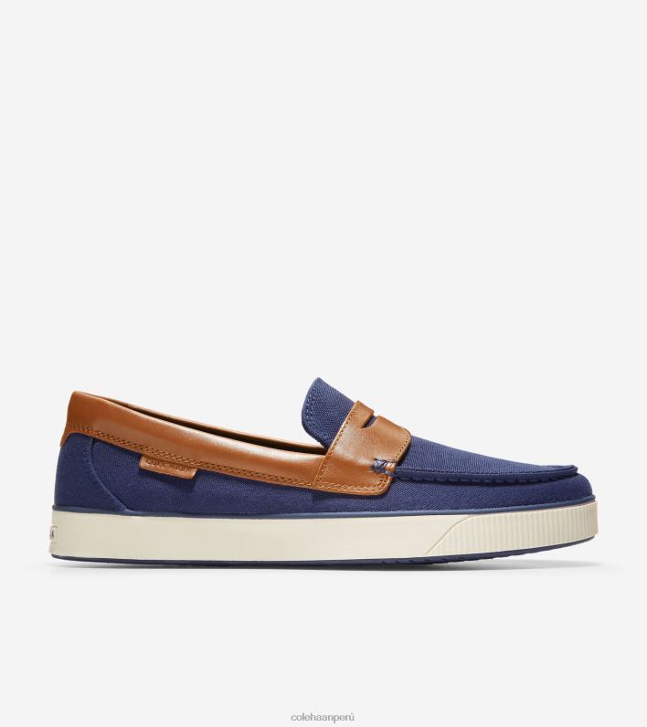 hombres azul marino textil-bronceado Cole Haan mocasines nantucket penny calzado 8FVV352