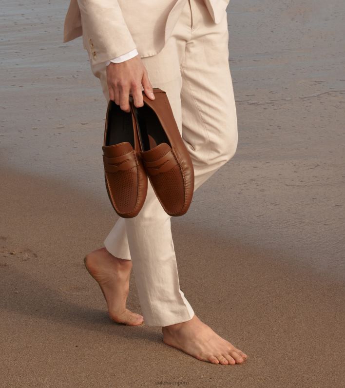 hombres bronceado británico-java Cole Haan gran controlador de centavo láser calzado 8FVV297