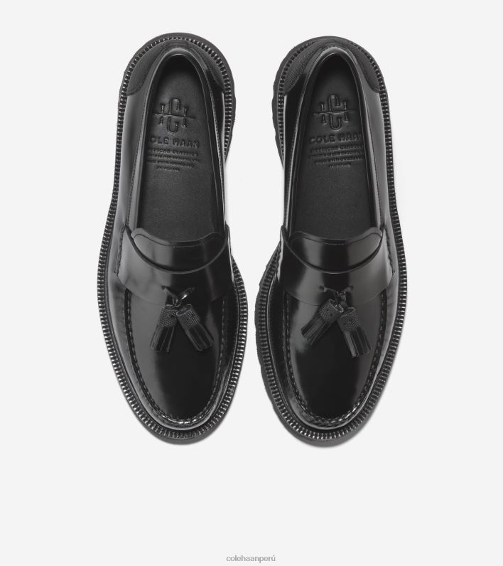 hombres cepillado negro Cole Haan mocasines clásicos americanos con borlas calzado 8FVV449