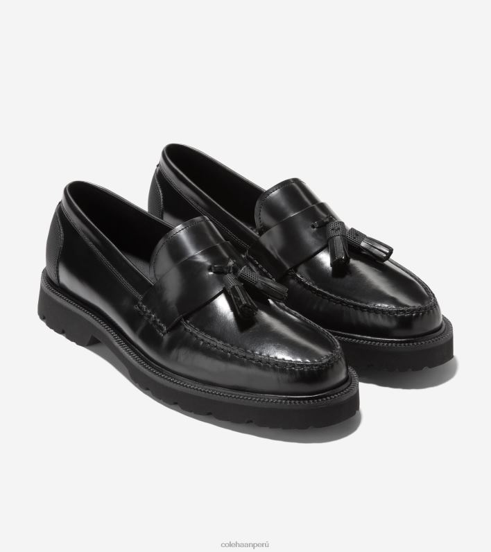 hombres cepillado negro Cole Haan mocasines clásicos americanos con borlas calzado 8FVV449