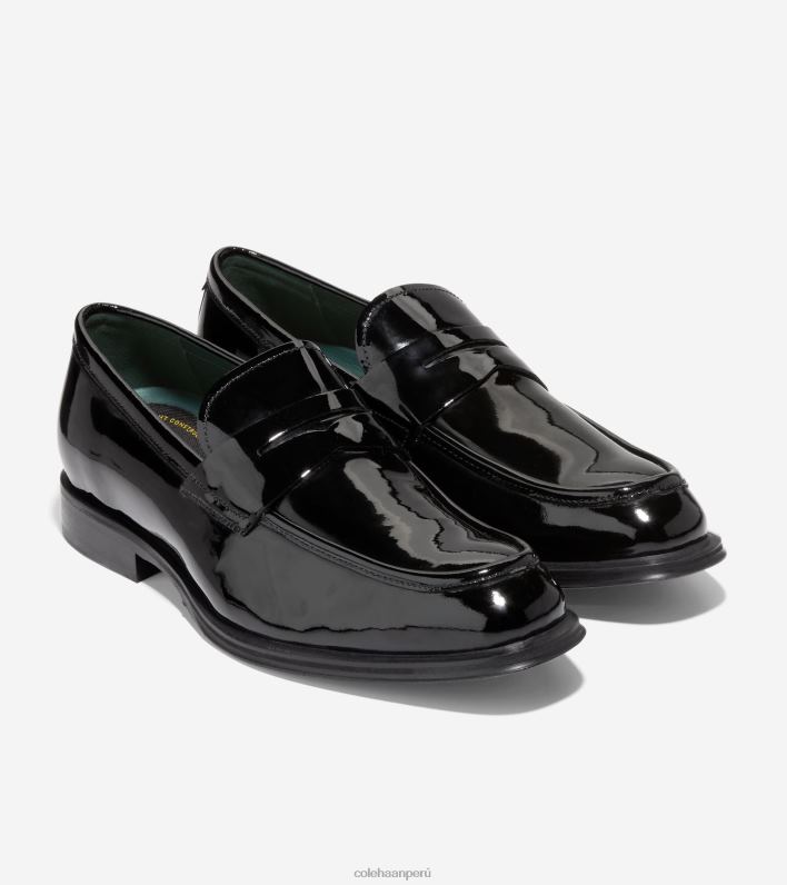 hombres charol negro Cole Haan mocasines clásicos modernos calzado 8FVV448