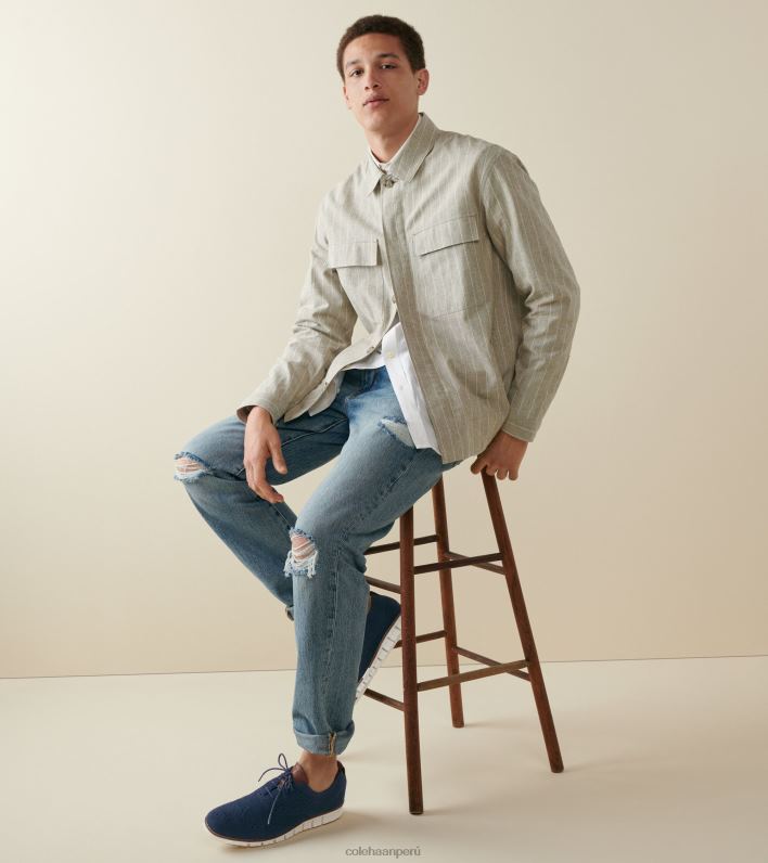 hombres azul marino stitchlite-marfil Cole Haan Oxford de punta de ala zerogrand calzado 8FVV428