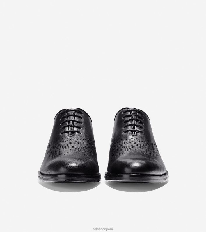 hombres cuero negro Cole Haan washington grand laser punta de ala oxford calzado 8FVV419