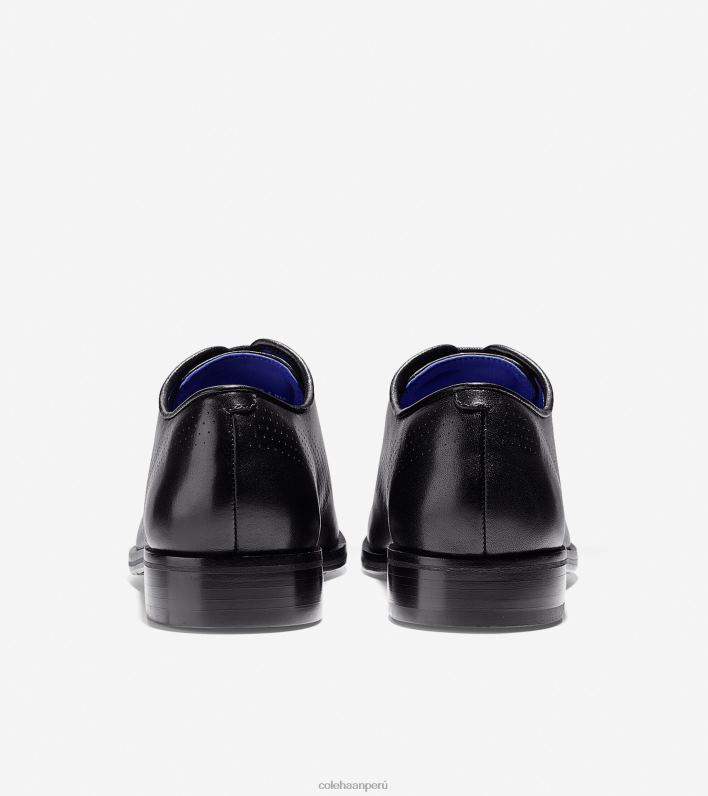 hombres cuero negro Cole Haan washington grand laser punta de ala oxford calzado 8FVV419