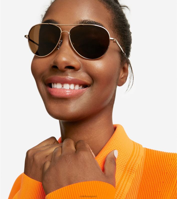 mujer oro Cole Haan gafas de sol de aviador clásicas accesorios 8FVV528