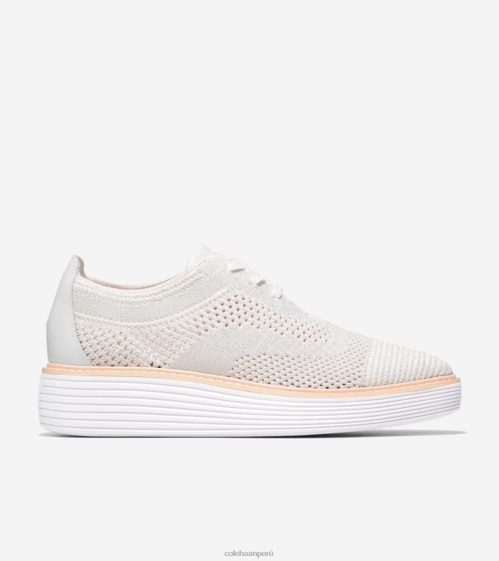 mujer blanco óptico-plata metalizada stitchlite-nimbus nube Cole Haan oxford de punta de ala de plataforma grande original calzado 8FVV215
