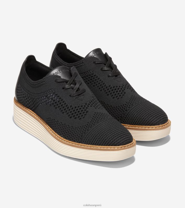 mujer negro stitchlite-marfil Cole Haan oxford de punta de ala de plataforma grande original calzado 8FVV216