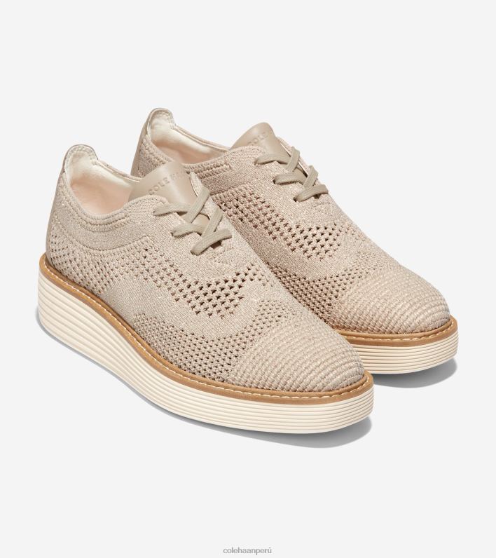 mujer punto de centeno-marfil stitchlite Cole Haan oxford de punta de ala de plataforma grande original calzado 8FVV218
