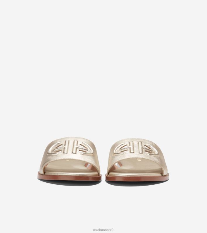 mujer cuero dorado Cole Haan sandalias flynn con logo calzado 8FVV63