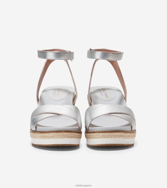 mujer cuero plateado Cole Haan sandalia con cuña tipo alpargata cloudfeel calzado 8FVV28
