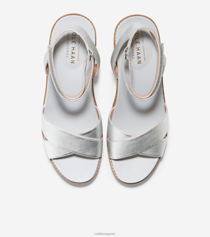 mujer cuero plateado Cole Haan sandalia con cuña tipo alpargata cloudfeel calzado 8FVV28