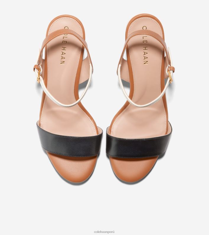 mujer pecan-marfil-negro Cole Haan sandalias josie con tacón en bloque calzado 8FVV75