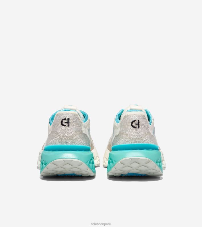 mujer marfil-plata abedul-turquesa-azul caribe Cole Haan 5.Zerogrand Zapatilla para correr con puntada bordada calzado 8FVV243