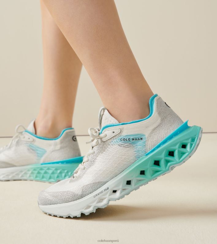mujer marfil-plata abedul-turquesa-azul caribe Cole Haan 5.Zerogrand Zapatilla para correr con puntada bordada calzado 8FVV243